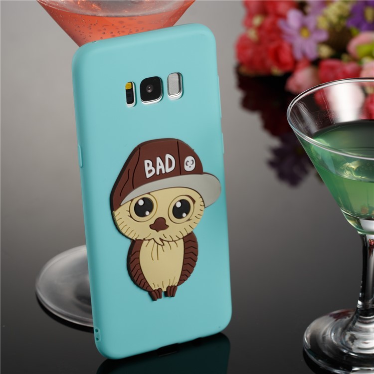 Cute 3D Male Owl TPU Soft Mobile Phone Case for Samsung Galaxy S8+ SM-G955 - Baby Blue-4