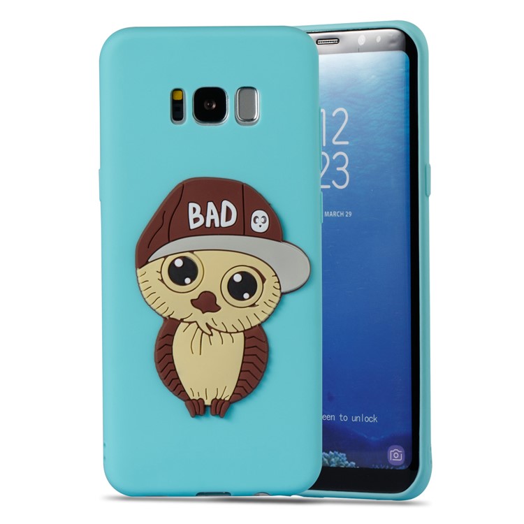 Cute 3D Male Owl TPU Soft Mobile Phone Case for Samsung Galaxy S8+ SM-G955 - Baby Blue-5