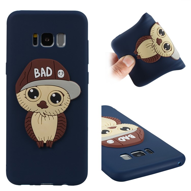 Cute 3D Male Owl TPU Soft Cell Phone Case for Samsung Galaxy S8 Plus SM-G955 - Bark Blue-1