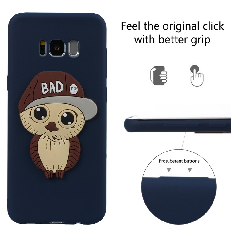 Cute 3D Male Owl TPU Soft Cell Phone Case for Samsung Galaxy S8 Plus SM-G955 - Bark Blue-3