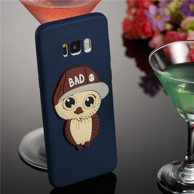 Cute 3D Male Owl TPU Soft Cell Phone Case for Samsung Galaxy S8 Plus SM-G955 - Bark Blue-4