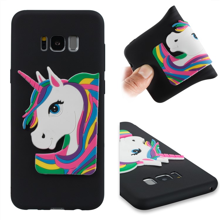 Cute 3D Unicorns TPU Soft Phone Case for Samsung Galaxy S8 Plus SM-G955 - Black-1