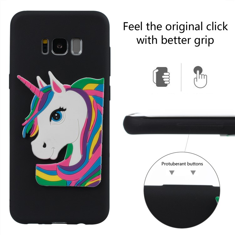 Cute 3D Unicorns TPU Soft Phone Case for Samsung Galaxy S8 Plus SM-G955 - Black-3