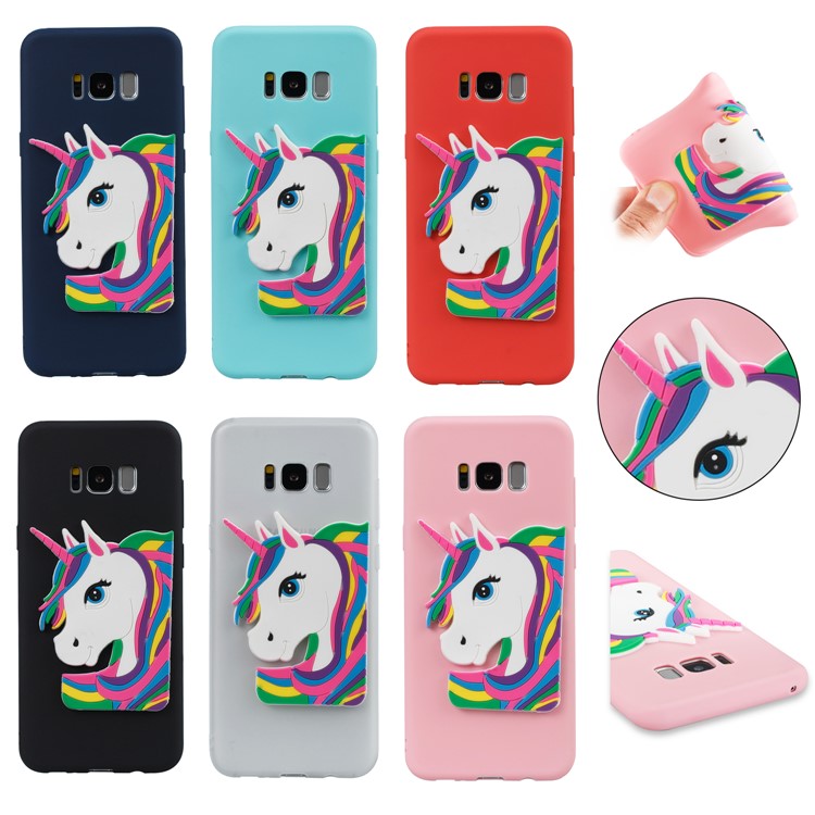 Cute 3D Unicorns TPU Soft Phone Case for Samsung Galaxy S8 Plus SM-G955 - Black-7