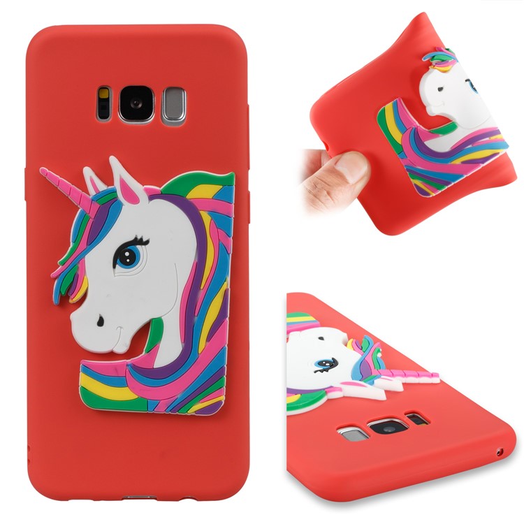 Cute 3D Unicorns TPU Soft Phone Shell for Samsung Galaxy S8+ SM-G955 - Red-1