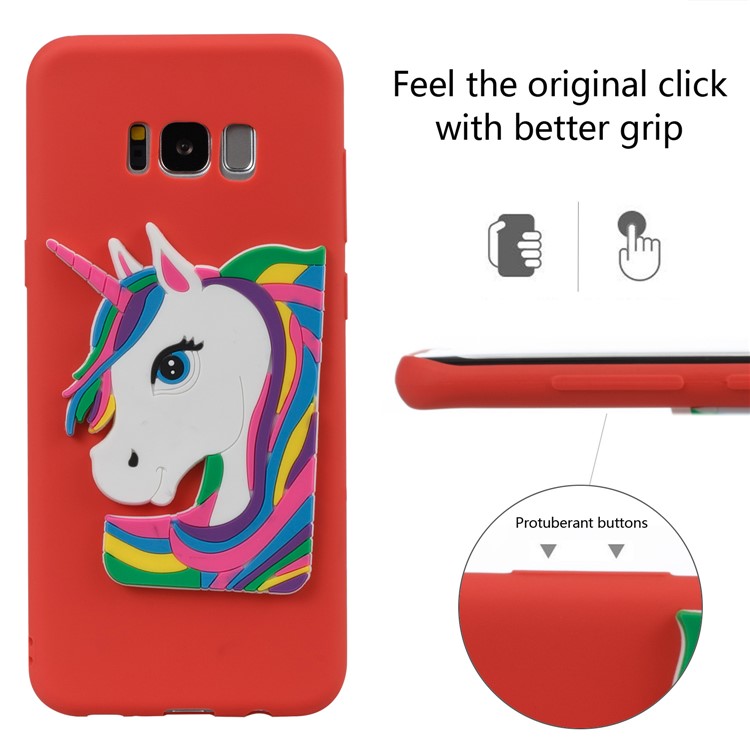 Cute 3D Unicorns TPU Soft Phone Shell for Samsung Galaxy S8+ SM-G955 - Red-3