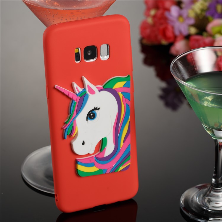 Cute 3D Unicorns TPU Soft Phone Shell for Samsung Galaxy S8+ SM-G955 - Red-4