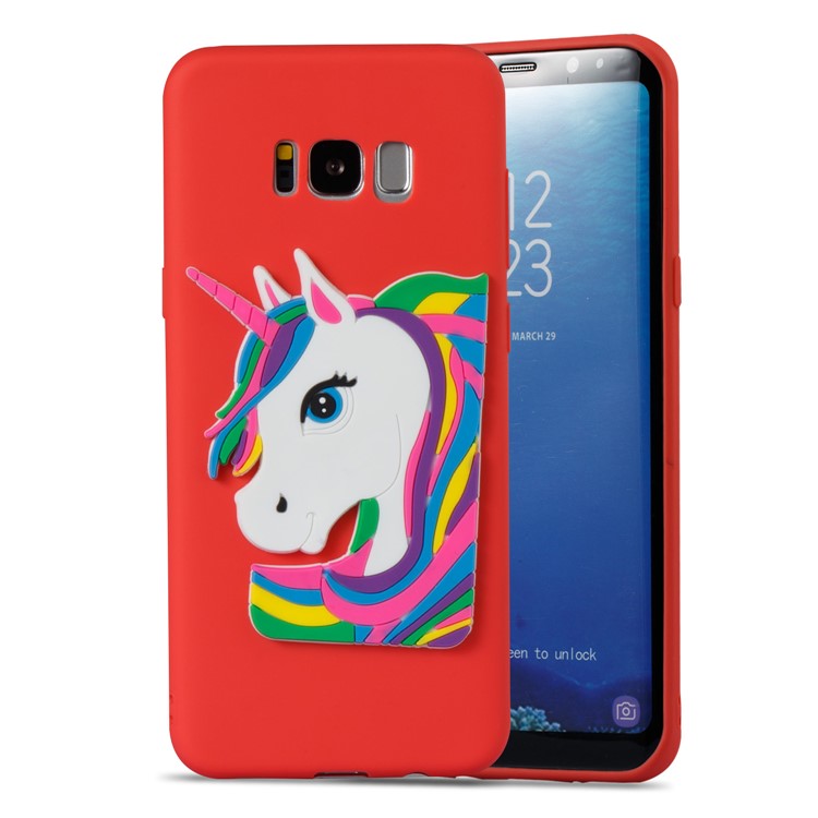 Cute 3D Unicorns TPU Soft Phone Shell for Samsung Galaxy S8+ SM-G955 - Red-5