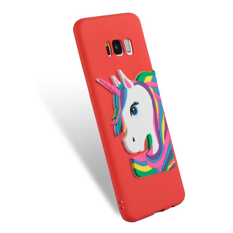Cute 3D Unicorns TPU Soft Phone Shell for Samsung Galaxy S8+ SM-G955 - Red-6
