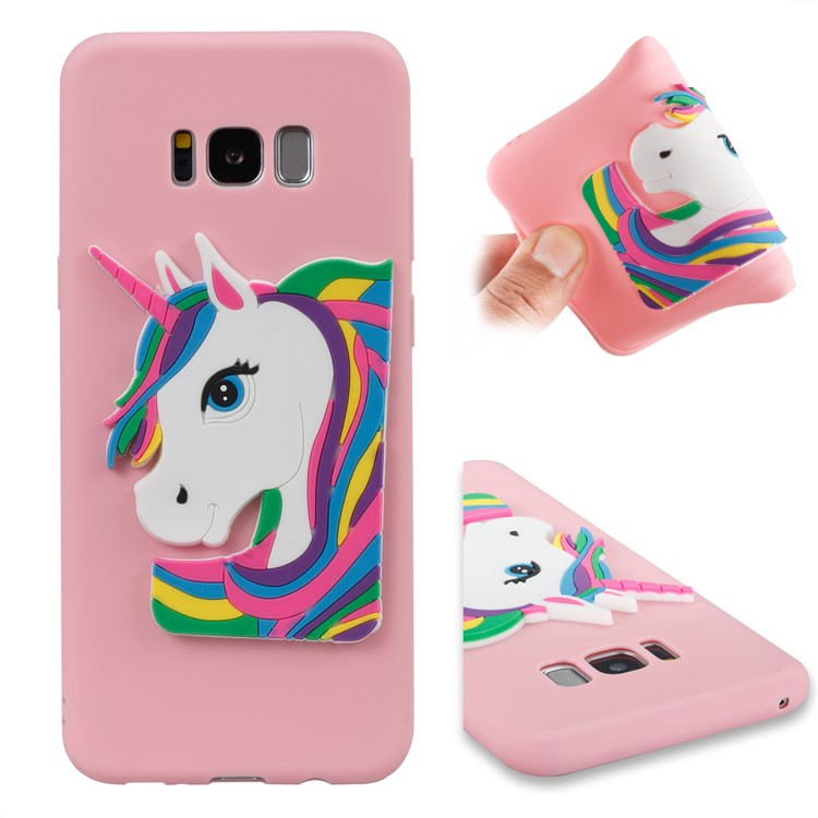 Cute 3D Unicorns TPU Soft Phone Cover for Samsung Galaxy S8+ SM-G955 - Pink-1