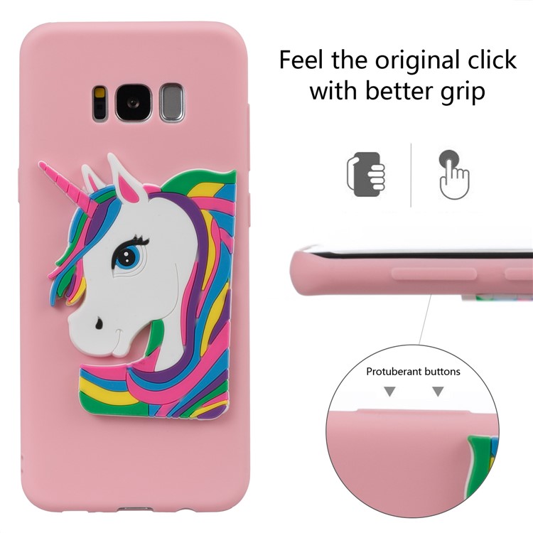 Cute 3D Unicorns TPU Soft Phone Cover for Samsung Galaxy S8+ SM-G955 - Pink-3