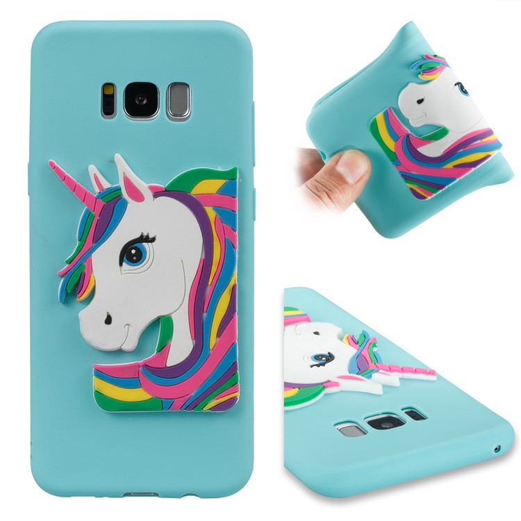 Cute 3D Unicorns TPU Soft Mobile Phone Case for Samsung Galaxy S8 Plus SM-G955 - Baby Blue-1