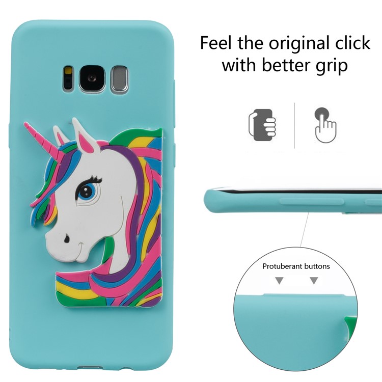 Cute 3D Unicorns TPU Soft Mobile Phone Case for Samsung Galaxy S8 Plus SM-G955 - Baby Blue-3