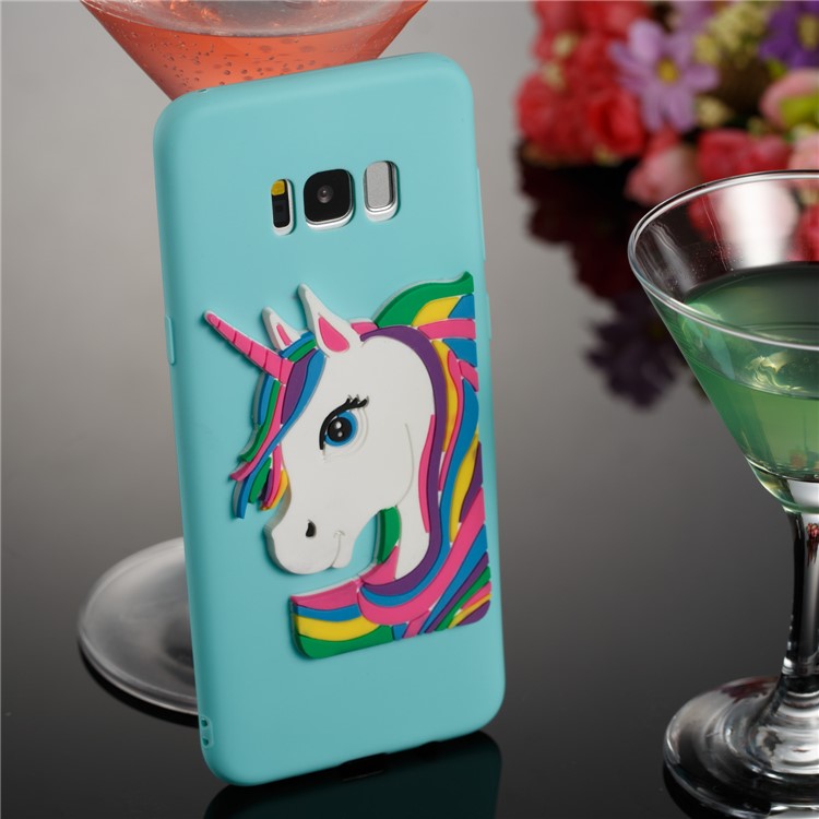 Cute 3D Unicorns TPU Soft Mobile Phone Case for Samsung Galaxy S8 Plus SM-G955 - Baby Blue-4