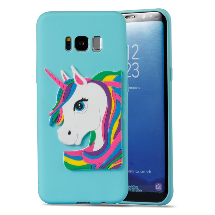Cute 3D Unicorns TPU Soft Mobile Phone Case for Samsung Galaxy S8 Plus SM-G955 - Baby Blue-5
