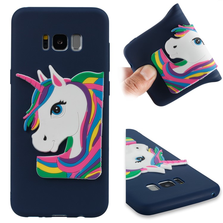 Cute 3D Unicorns TPU Soft Cell Phone Case for Samsung Galaxy S8 Plus SM-G955 - Dark Blue-1