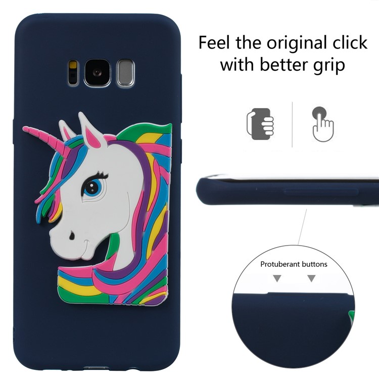 Cute 3D Unicorns TPU Soft Cell Phone Case for Samsung Galaxy S8 Plus SM-G955 - Dark Blue-3