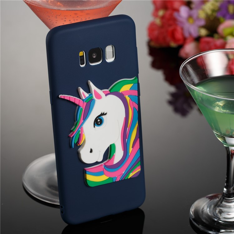 Cute 3D Unicorns TPU Soft Cell Phone Case for Samsung Galaxy S8 Plus SM-G955 - Dark Blue-4