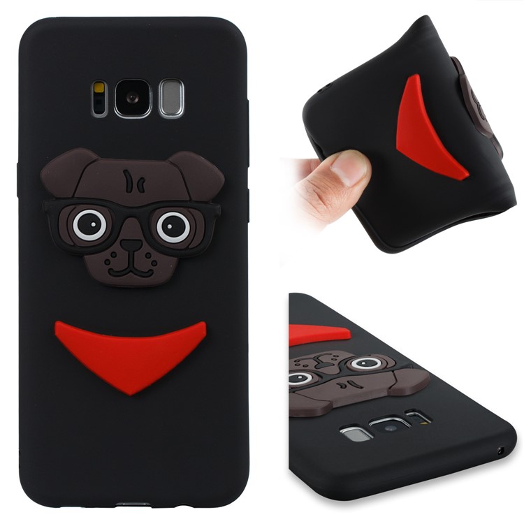 Cute 3D Puppy TPU Soft Phone Case for Samsung Galaxy S8 Plus SM-G955 - Black-1