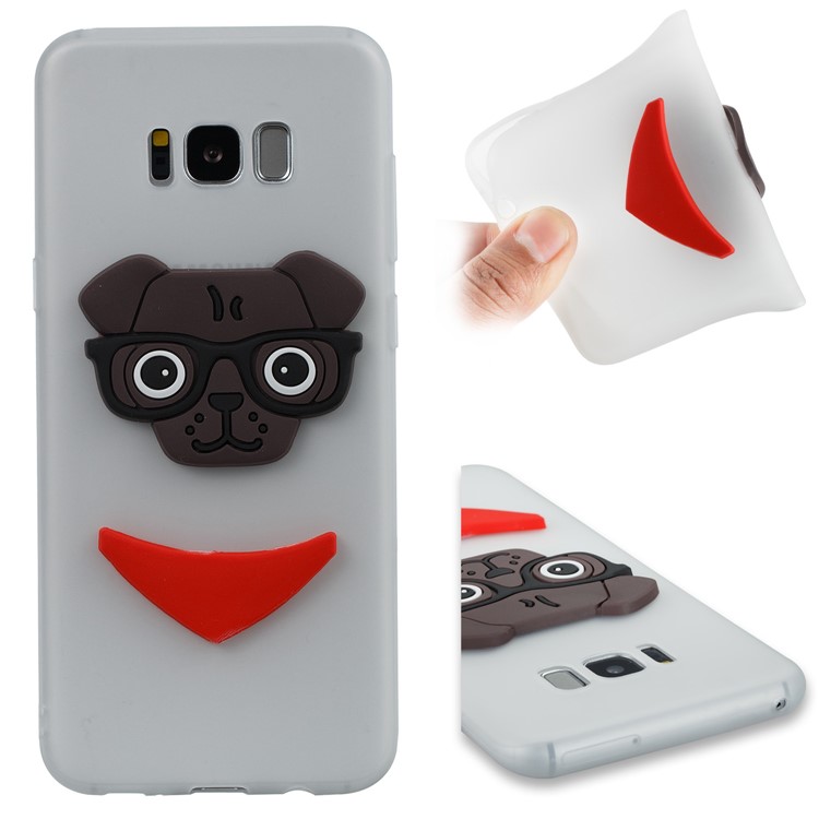 Cute 3D Puppy TPU Soft Phone Cover for Samsung Galaxy S8+ SM-G955 - White-1