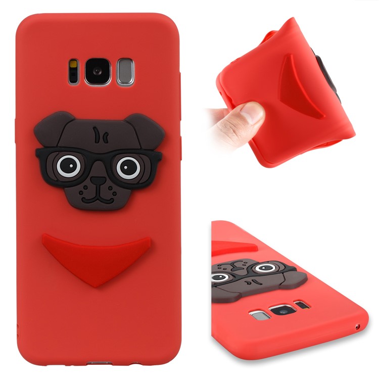 Cute 3D Puppy TPU Soft Phone Shell for Samsung Galaxy S8+ SM-G955 - Red-1