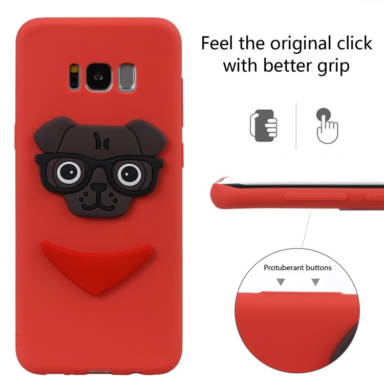 Cute 3D Puppy TPU Soft Phone Shell for Samsung Galaxy S8+ SM-G955 - Red-3