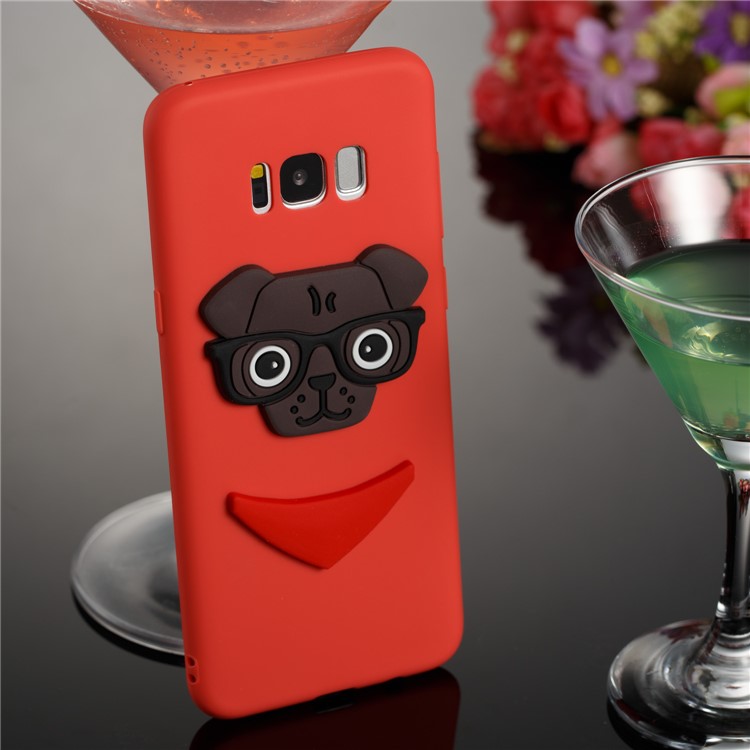 Cute 3D Puppy TPU Soft Phone Shell for Samsung Galaxy S8+ SM-G955 - Red-4