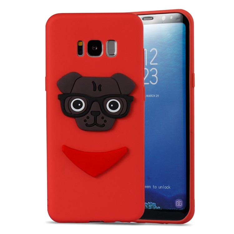 Cute 3D Puppy TPU Soft Phone Shell for Samsung Galaxy S8+ SM-G955 - Red-5