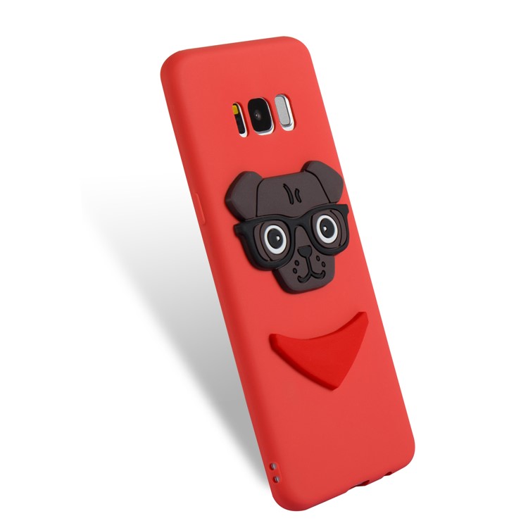Cute 3D Puppy TPU Soft Phone Shell for Samsung Galaxy S8+ SM-G955 - Red-6