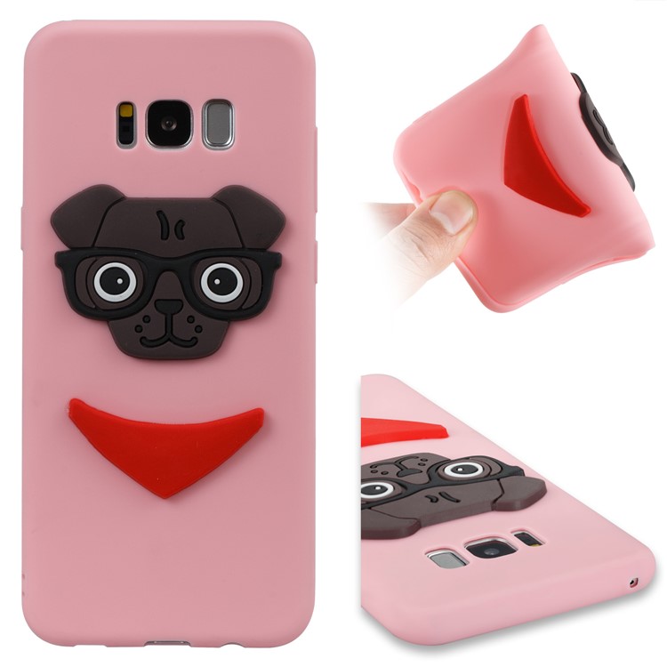 Cute 3D Puppy TPU Soft Mobile Phone Case for Samsung Galaxy S8 Plus SM-G955 - Pink-1