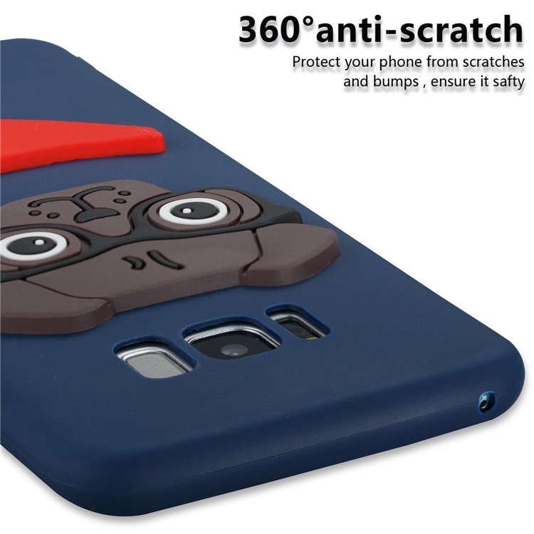 Cute 3D Puppy TPU Soft Mobile Phone Shell for Samsung Galaxy S8 Plus SM-G955 - Dark Blue-2