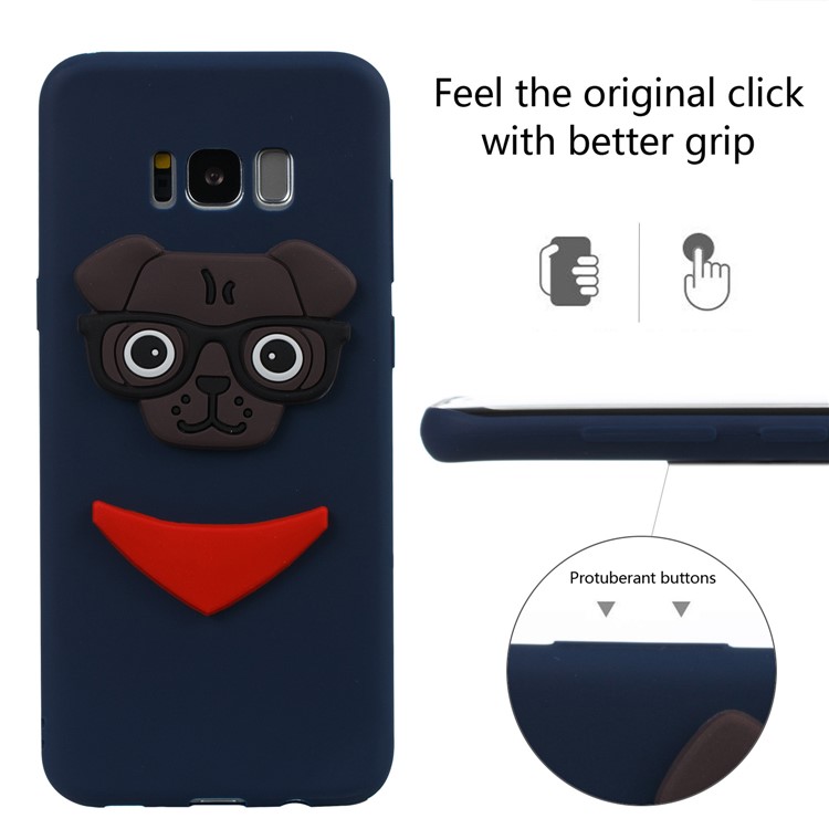 Cute 3D Puppy TPU Soft Mobile Phone Shell for Samsung Galaxy S8 Plus SM-G955 - Dark Blue-3