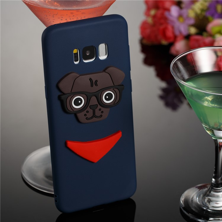 Cute 3D Puppy TPU Soft Mobile Phone Shell for Samsung Galaxy S8 Plus SM-G955 - Dark Blue-4