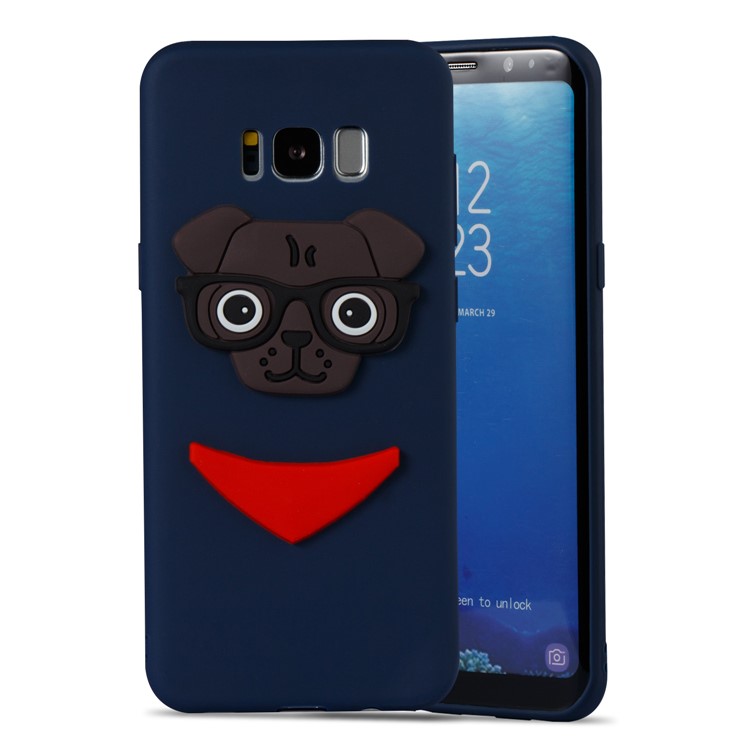 Cute 3D Puppy TPU Soft Mobile Phone Shell for Samsung Galaxy S8 Plus SM-G955 - Dark Blue-5