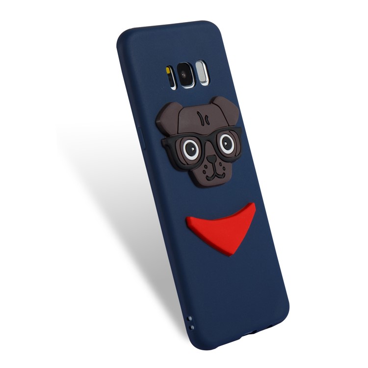 Cute 3D Puppy TPU Soft Mobile Phone Shell for Samsung Galaxy S8 Plus SM-G955 - Dark Blue-6