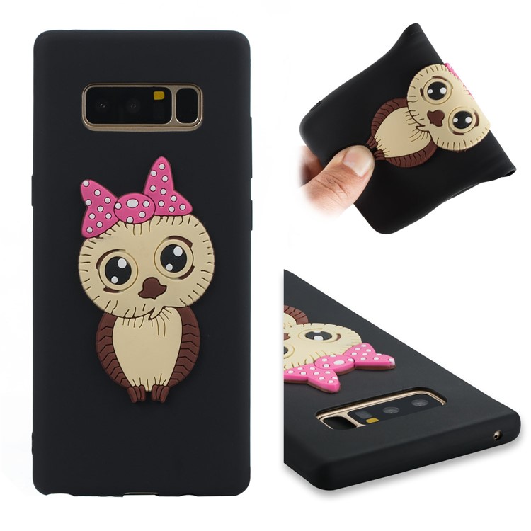 Adorable Female Owl Pattern TPU Mobile Phone Case for Samsung Galaxy Note 8 SM-N950 - Black-1