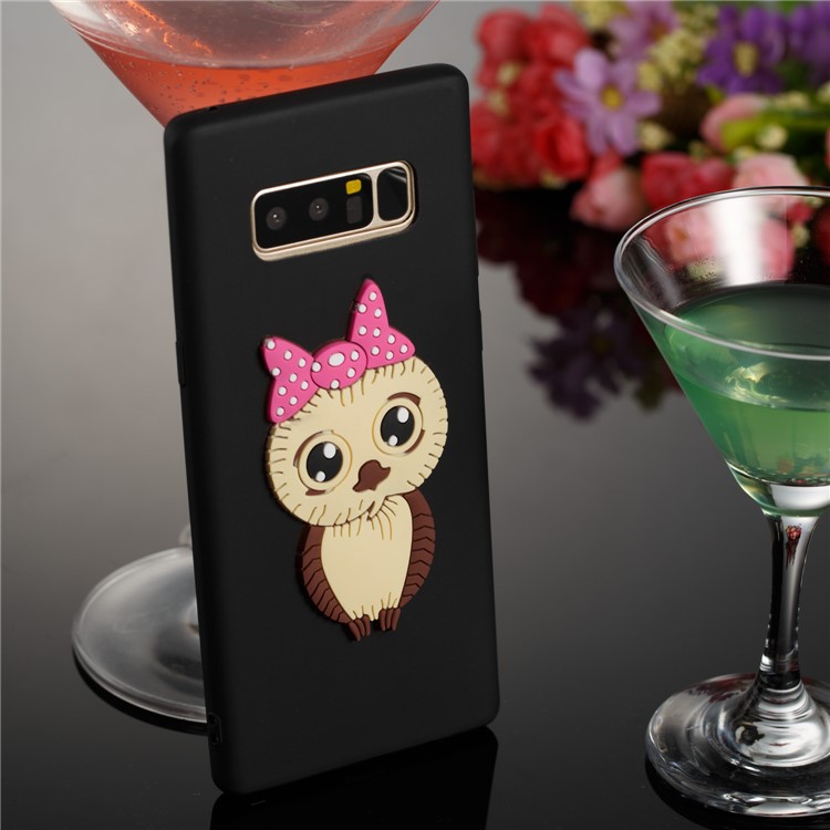 Adorable Female Owl Pattern TPU Mobile Phone Case for Samsung Galaxy Note 8 SM-N950 - Black-2
