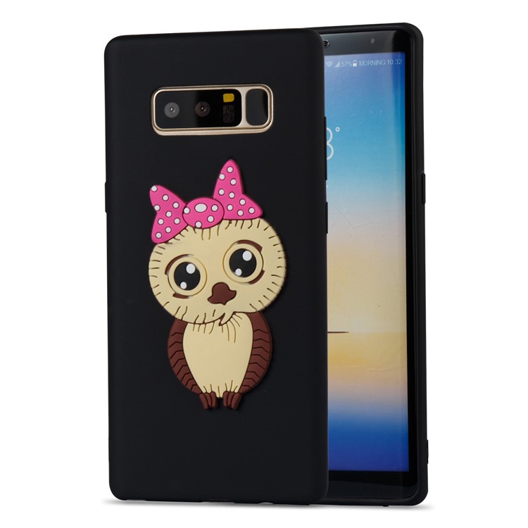 Adorable Female Owl Pattern TPU Mobile Phone Case for Samsung Galaxy Note 8 SM-N950 - Black-3