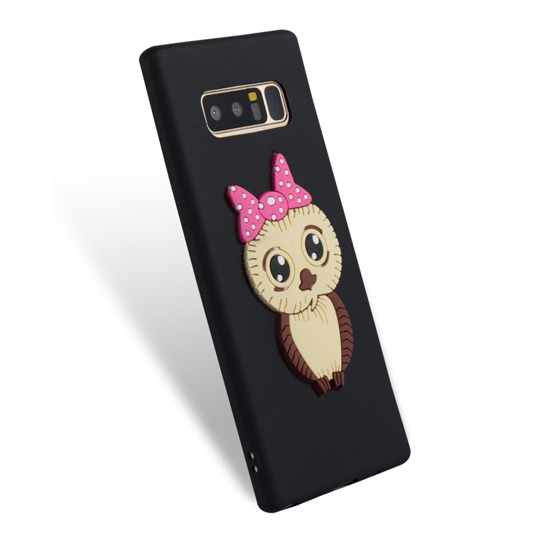 Adorable Female Owl Pattern TPU Mobile Phone Case for Samsung Galaxy Note 8 SM-N950 - Black-4