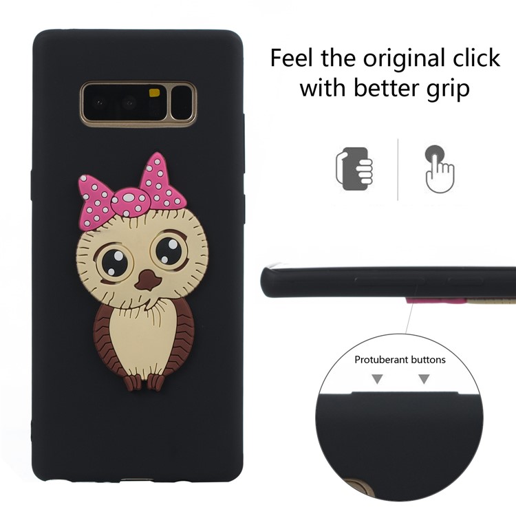 Adorable Female Owl Pattern TPU Mobile Phone Case for Samsung Galaxy Note 8 SM-N950 - Black-6