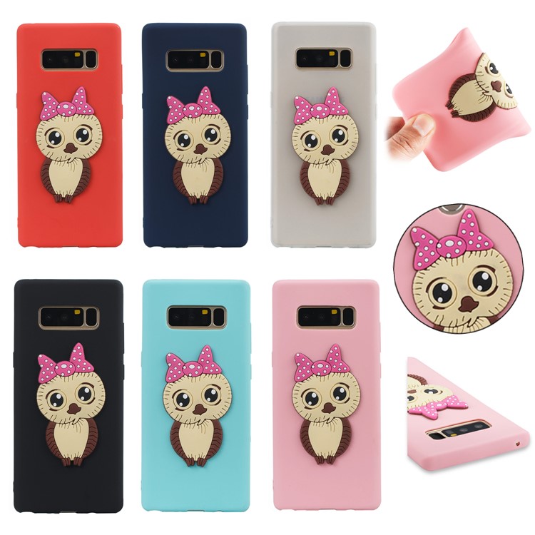 Adorable Female Owl Pattern TPU Mobile Phone Case for Samsung Galaxy Note 8 SM-N950 - Black-7