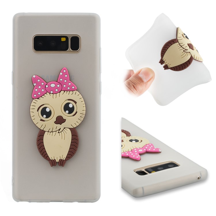 Adorable Female Owl Pattern TPU Back Phone Cover for Samsung Galaxy Note 8 SM-N950 - White-1