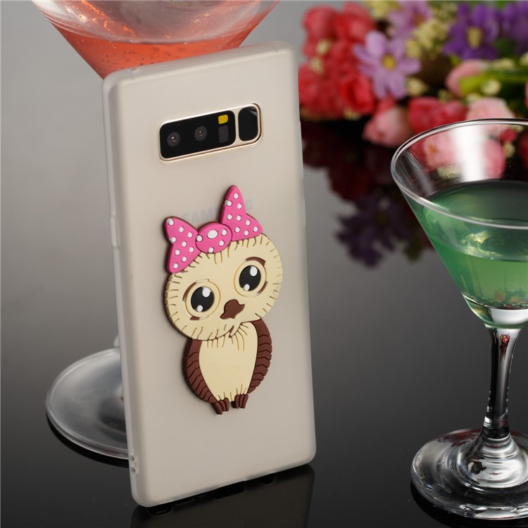 Adorable Female Owl Pattern TPU Back Phone Cover for Samsung Galaxy Note 8 SM-N950 - White-3