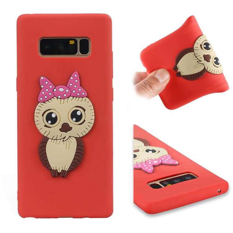 Adorable Female Owl Pattern TPU Mobile Phone Shell for Samsung Galaxy Note 8 SM-N950 - Red-1