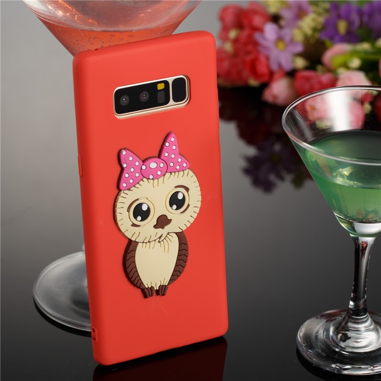Adorable Female Owl Pattern TPU Mobile Phone Shell for Samsung Galaxy Note 8 SM-N950 - Red-3