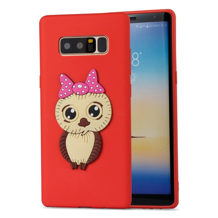 Adorable Female Owl Pattern TPU Mobile Phone Shell for Samsung Galaxy Note 8 SM-N950 - Red-5