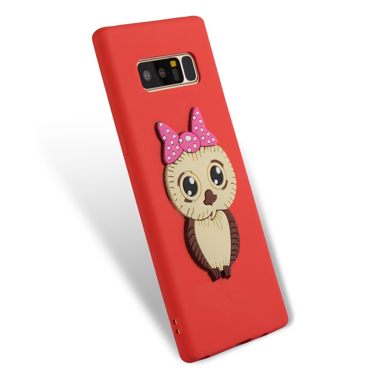 Adorable Female Owl Pattern TPU Mobile Phone Shell for Samsung Galaxy Note 8 SM-N950 - Red-7