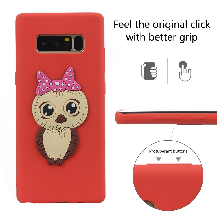 Adorable Female Owl Pattern TPU Mobile Phone Shell for Samsung Galaxy Note 8 SM-N950 - Red-11