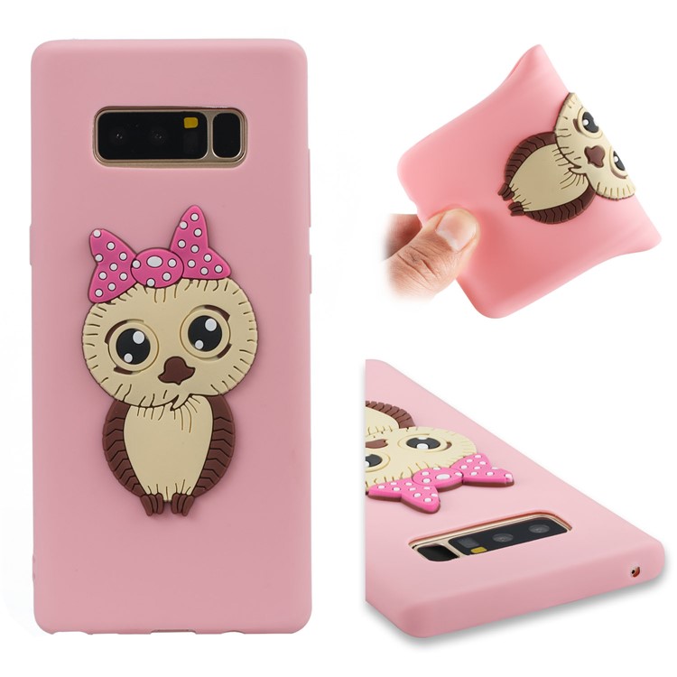 Adorable Female Owl Pattern TPU Protection Phone Casing for Samsung Galaxy Note 8 SM-N950 - Pink-1