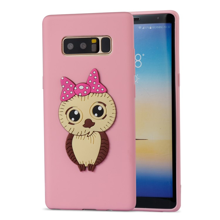 Adorable Female Owl Pattern TPU Protection Phone Casing for Samsung Galaxy Note 8 SM-N950 - Pink-3